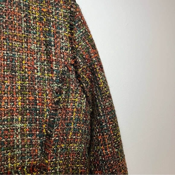 Tahari Women's Sz 8 Twill Knit Frayed Edge Zip Up Blazer Jacket Multicolor Moto - Picture 12 of 16
